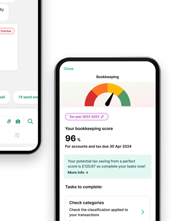 ANNA app showing bookkeeping score and upcoming tax tasks