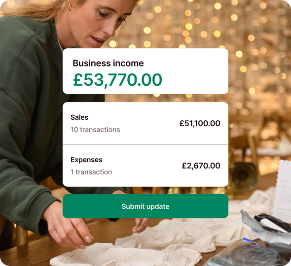 Business income with sales and expenses breakdown in ANNA app