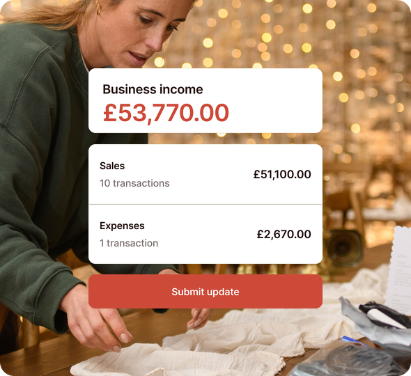 Business income with sales and expenses breakdown in ANNA app