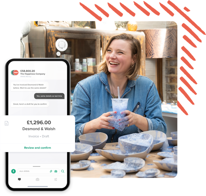 ANNA payment solutions showing invoice creation interface with QR code and payment link generation