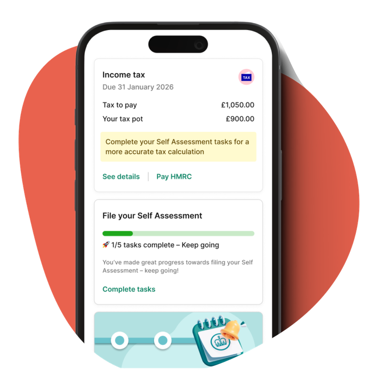 ANNA business account mobile app showing self assessment with account balance and tasks progress